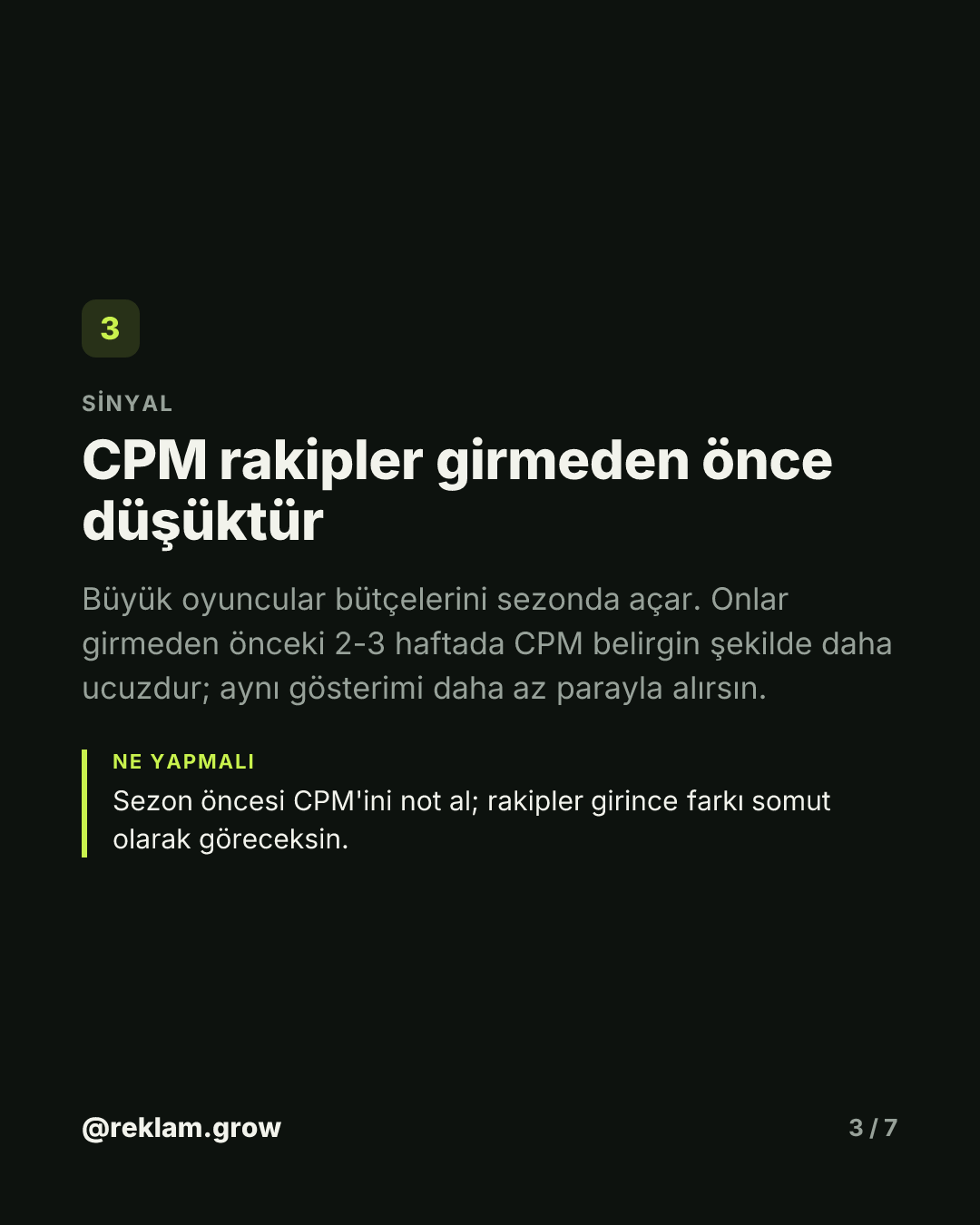 Bütçeni sezonu görünce artırırsan geç kaldın. — slayt 3