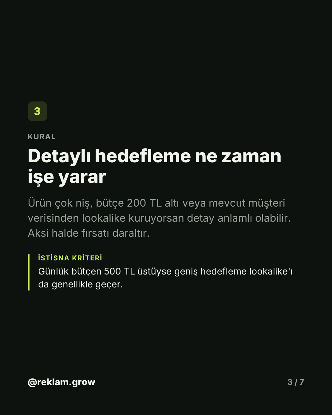 Dar hedefleme seni yavaşlatıyor olabilir. — slayt 3