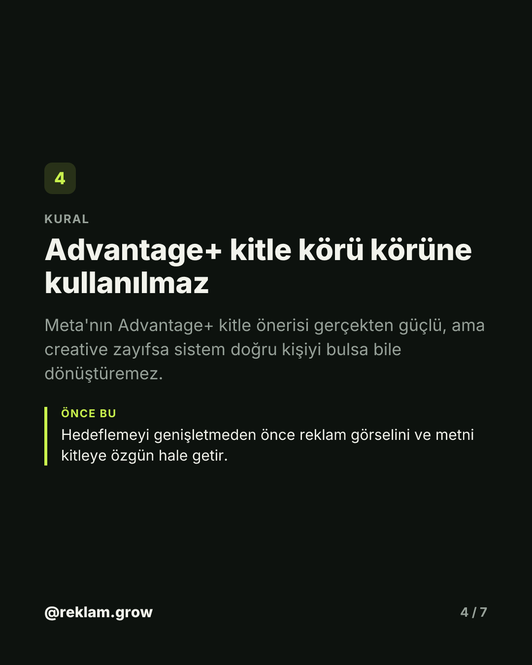 Dar hedefleme seni yavaşlatıyor olabilir. — slayt 4