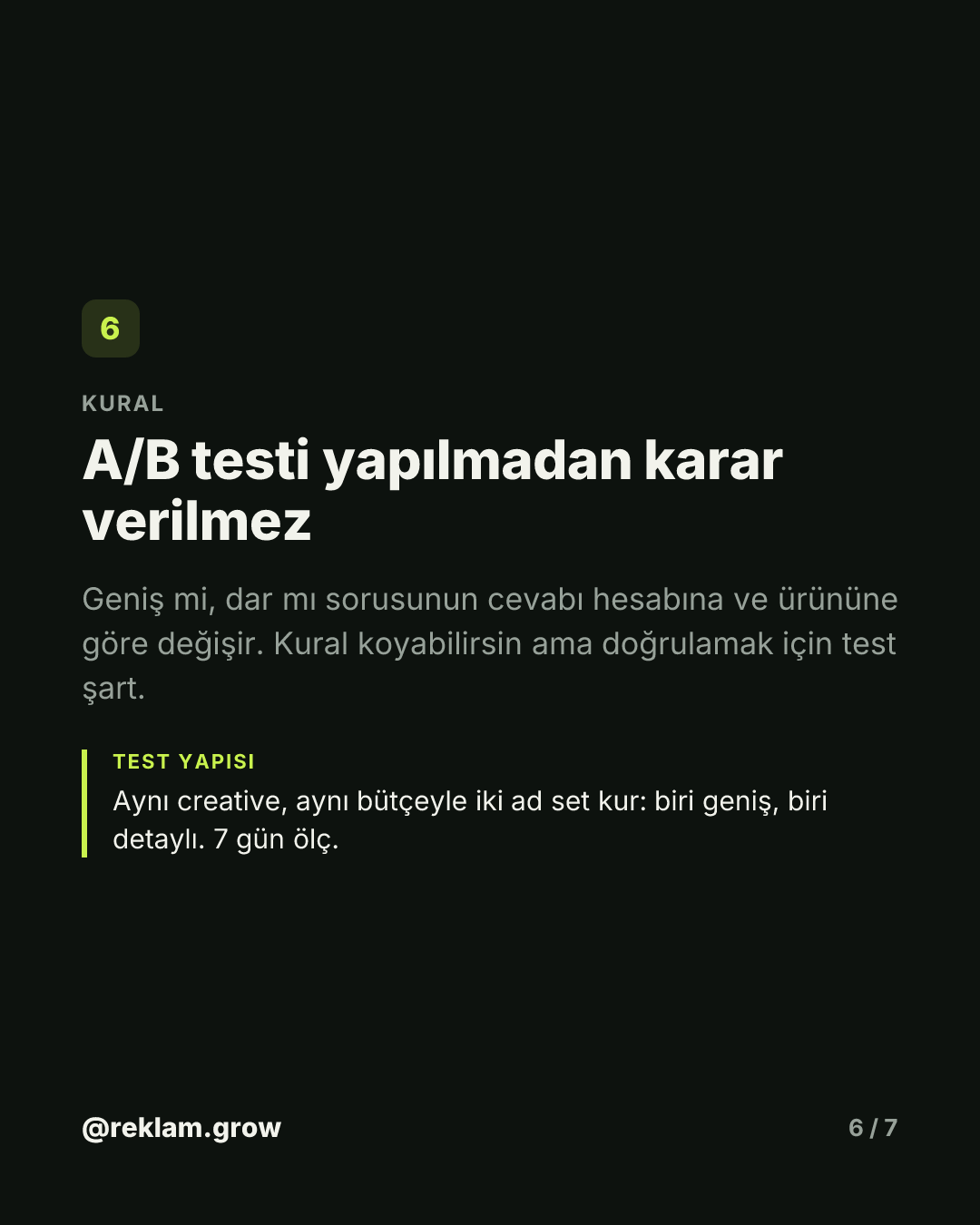 Dar hedefleme seni yavaşlatıyor olabilir. — slayt 6