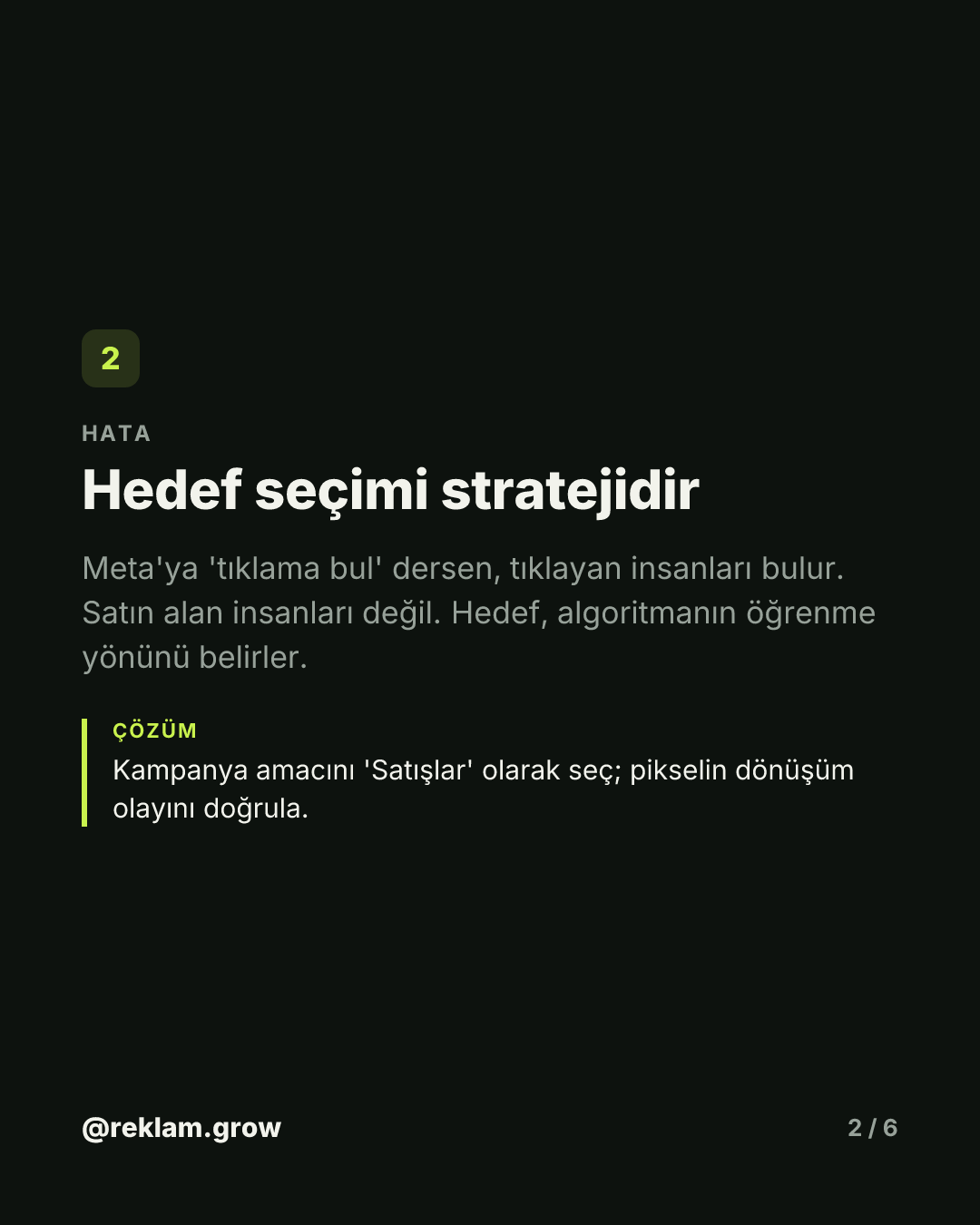Tıklama aldın, satış gelmedi. — slayt 2