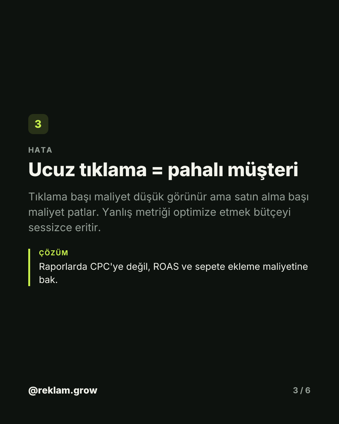 Tıklama aldın, satış gelmedi. — slayt 3